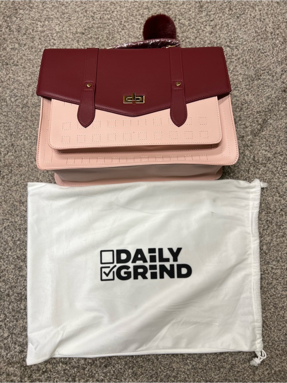 Two-Tone Pink & Burgundy Satchel
